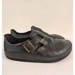 Birkenstock Clog London Black Oiled Leather 45 Regular Width US 12 12.5 Resoled